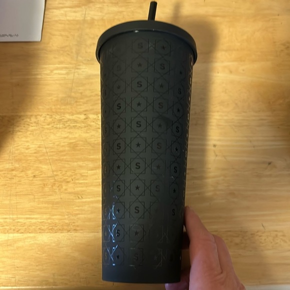 Starbucks Other - STARBUCKS MATTE BLACK LETTER S AND STAR PATTERN LOGO COLD CUP TUMBLER 2017